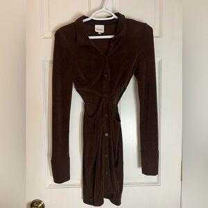 Sky to Moon dark brown collared long sleeve cut out dress size Medium